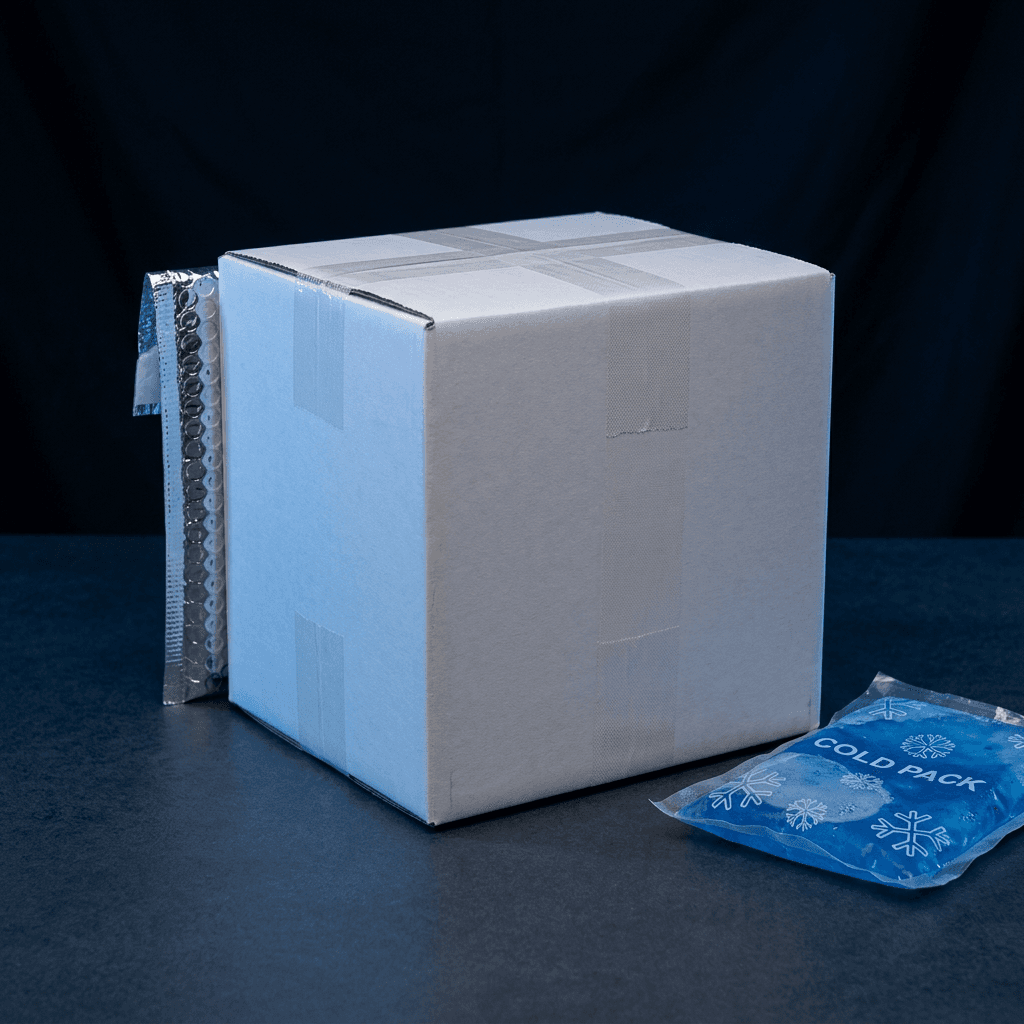 Cold-chain shipping box with insulated cold pack